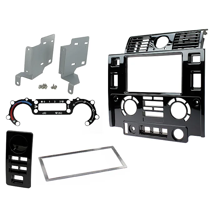 CT23LR06 Land Rover Defender 2007-2016 Gloss Black Double Din Stereo Fascia Adaptor