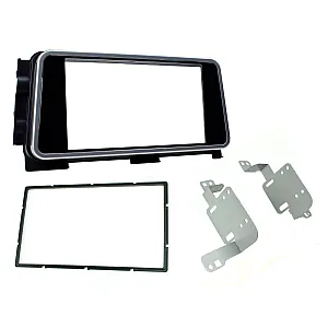 CT23NS37 Nissan Kicks, Micra black (gloss) with silver trim Double Din Stereo Fascia Panel