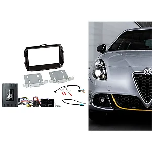 CTKAR10 Alfa Romeo Giulietta (2014-2021) Gloss Black Double Din Car Stereo Fascia Fitting Kit 