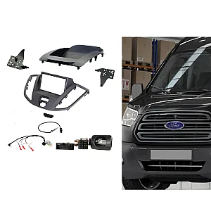 CTKFD87 Ford Transit 2015-2021 Dark Grey Single / Double Din Car CD Stereo Fascia Fitting Kit