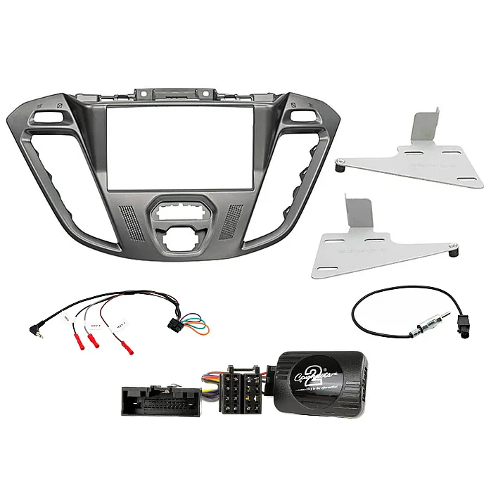CTKFD92 Ford Transit Custom 2012-2021 Phoenix Silver Double Din Car CD Stereo Fascia Complete Installation Kit