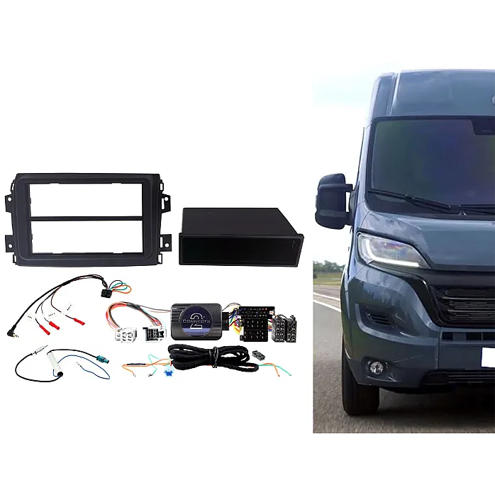 Connects2 CTKFT35 Fiat Ducato 8 Series (2021-2025) Single/Double Din Black Fascia Fitting Kit