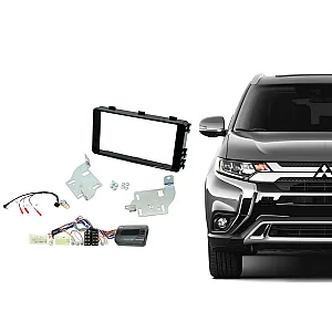 Connects2 CTKMT11 Mitsubishi Outlander (2013-2021) Black Double Din Car Stereo Amplified System Fascia Fitting Kit