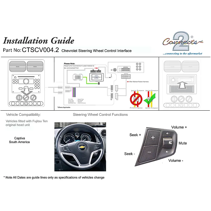 CTSCV004.2 Chevrolet Captiva, Suburban, Tahoe, Traverse Steering Wheel Stalk Control Adaptor