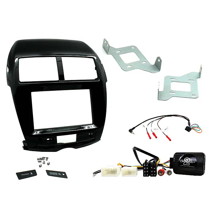 CTKMT10 Mitsubishi ASX 2014 Onwards Black / Silver Double Din Car Stereo Fascia Fitting Kit