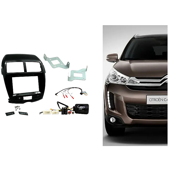 CTKMT10 Citroen C4 Aircross 2014 Onwards Black / Silver Double Din Stereo Fascia Fitting Kit