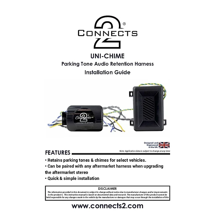 UNI-CHIME Citroen, Peugeot, BMW Parking Tone Audio Retention Harness Adapter