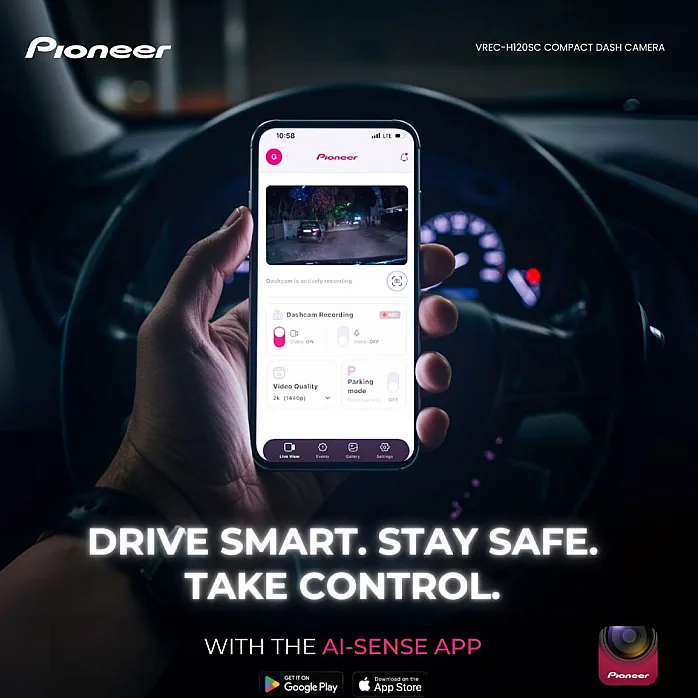 Pioneer VREC-H120SC 1 Channel Front Dash Camera 1.5K 1296p, 120° Wide Viewing Angle
