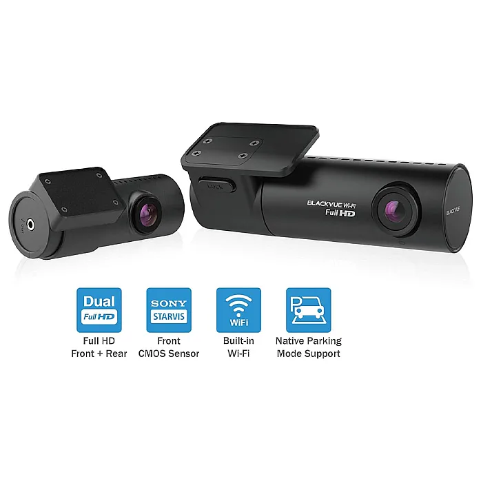BlackVue DR590X-2CH 2-Channel Full HD 1080P Front and Rear Dash Cam, Wi-Fi 30fps Video With 32GB SD Card