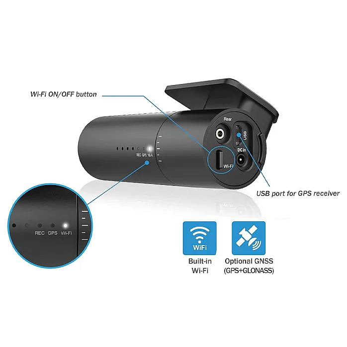 BlackVue DR590X-2CH 2-Channel Full HD 1080P Front and Rear Dash Cam, Wi-Fi 30fps Video With 32GB SD Card
