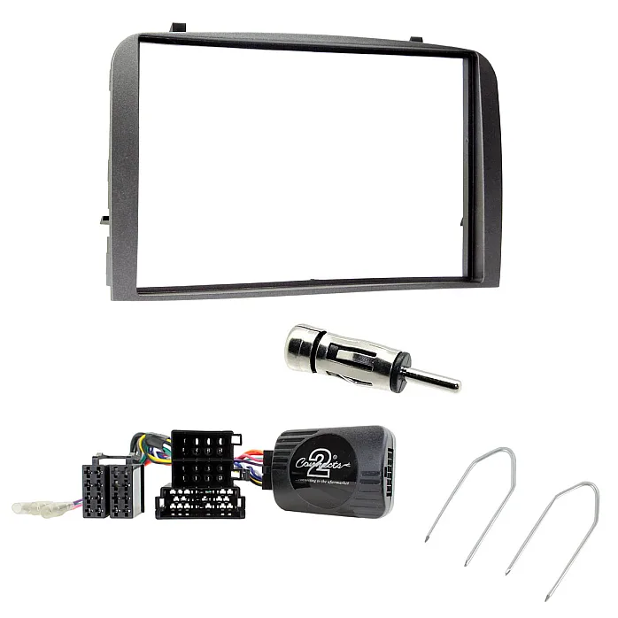 Alfa Romeo 147, GT Dark Grey Double Din Car CD Stereo Fitting Kit, Fascia Steering Stalk Adaptor