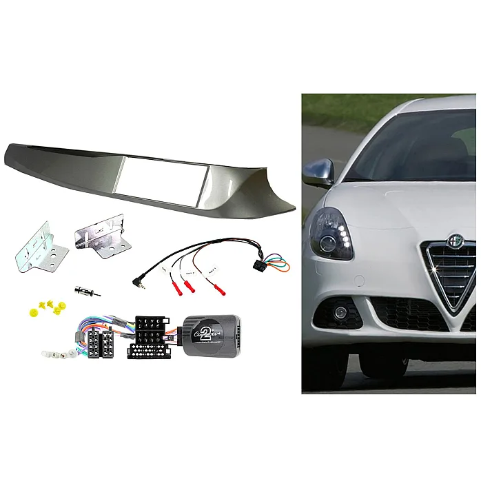 CTKAR03 Silver Double Din Fitting Kit Panel For Alfa Romeo Giulietta 2010 - 2014