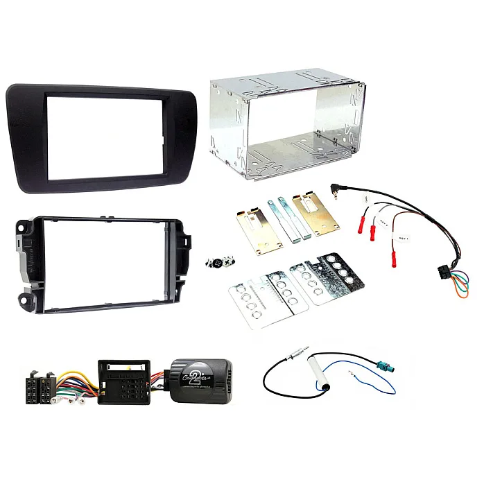 CTKST01 Seat Ibiza 2008-2014 (Azabache Black) Double Din Car Stereo Fitting Kit Fascia, Steering Control