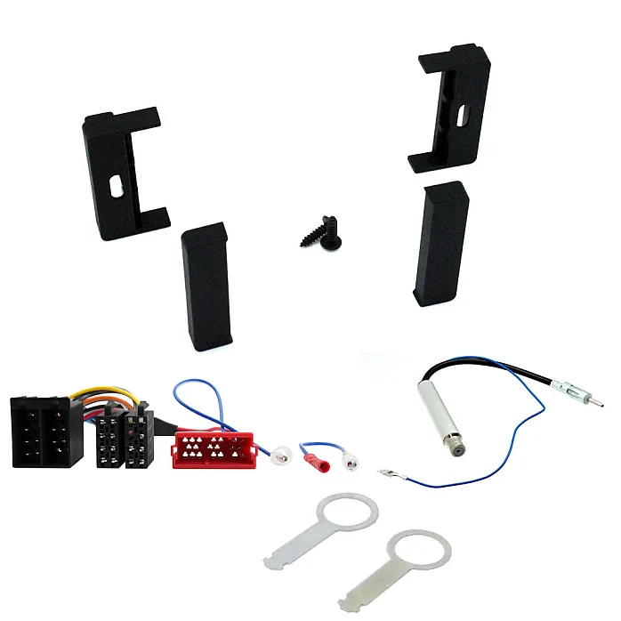 Audi TT 1998 - 2006 Black Single Din Fascia, ISO Wiring Harness, Aerial Adaptor Fitting Kit
