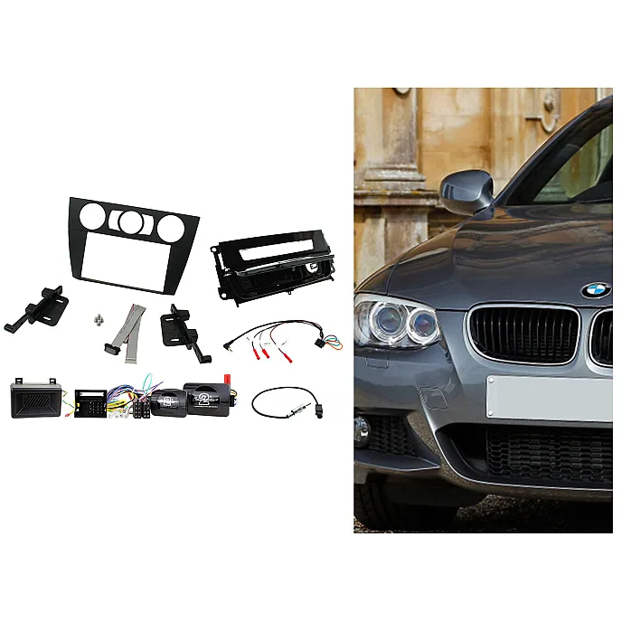 CTKBM16 BMW 3 Series E90 2005 - 2012 Black Double Din Car Stereo Fascia Fitting Kit Piano Black Ashtray