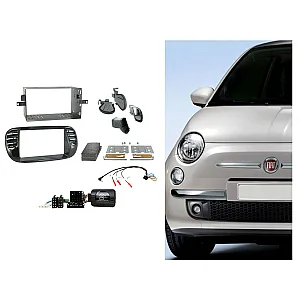 Connects2 CTKFT02 - Fiat 500 2007- 2015 Piano Black Double Din Car Stereo Fascia Fitting Kit