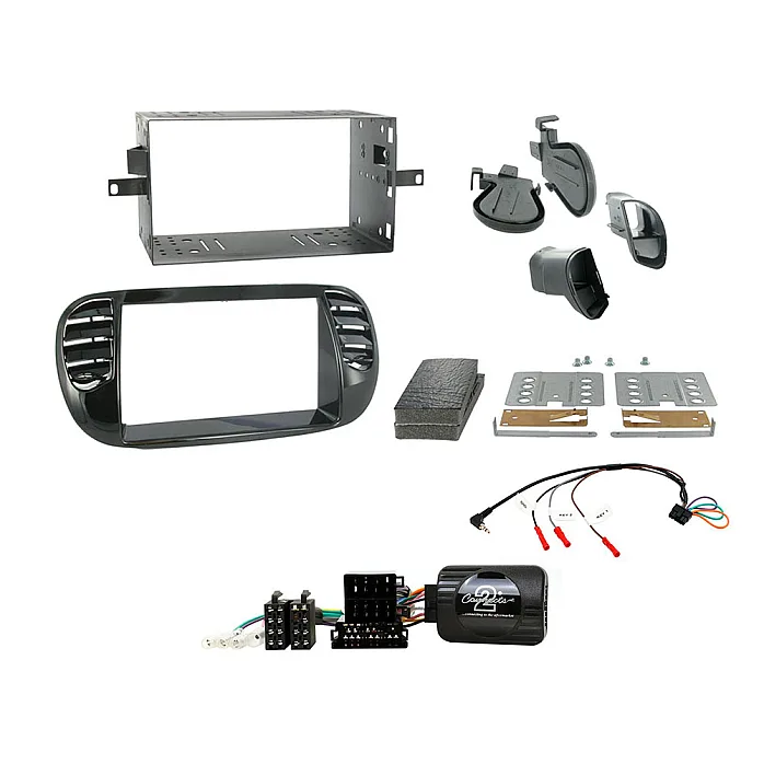 Connects2 CTKFT02 - Fiat 500 2007- 2015 Piano Black Double Din Car Stereo Fascia Fitting Kit