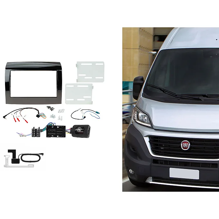 Fiat Ducato 2015-2021 Double Din Stereo Fascia, Steering Control Fitting Kit With DAB Aerial