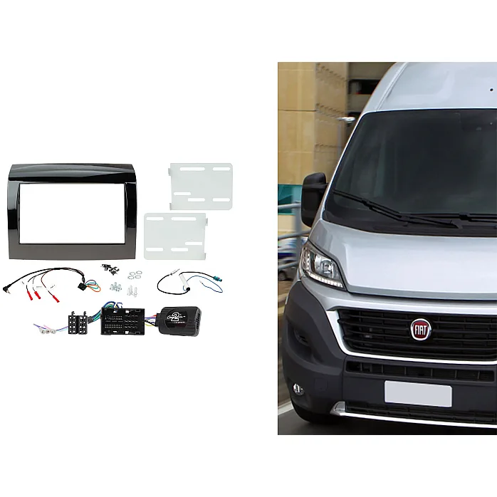 CTKFT14 Fiat Ducato 2015-2021 Double Din Stereo Fascia, Steering Control & Aerial Kit