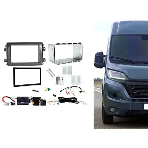 Fiat Ducato 2021 Onwards Black Double Din Car Stereo Fascia Fitting Kit