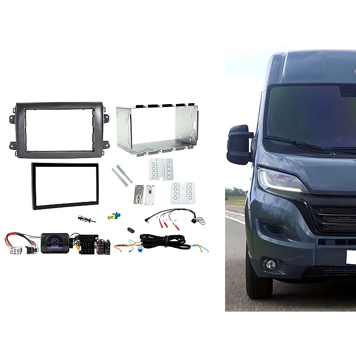 CTKFT31 Fiat Ducato 2021 Onwards Black Double Din Car Stereo Fascia Fitting Kit