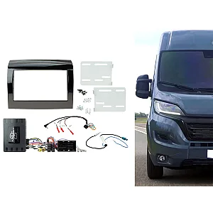 CTKFT32 Fiat Ducato 2014 - 2021 Gloss Black Double Din Car Stereo Fascia Fitting Kit
