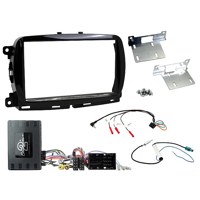 Connects2 CTKFT33 Fiat 500 (2015-2021) Gloss Black Double Din Car Stereo Fascia Fitting Kit