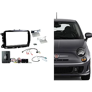Connects2 CTKFT33 Fiat 500 (2015-2021) Gloss Black Double Din Car Stereo Fascia Fitting Kit