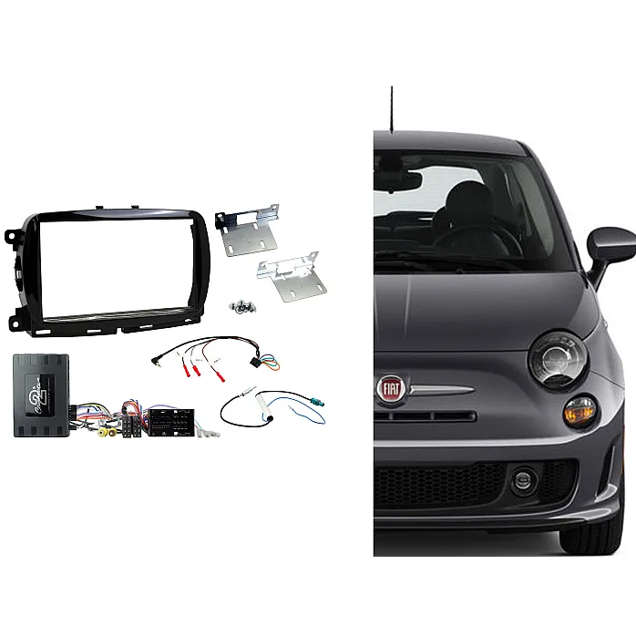 Connects2 CTKFT33 Fiat 500 (2015-2021) Gloss Black Double Din Car Stereo Fascia Fitting Kit