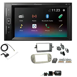 Fiat 500 2007 - 2015 Pioneer DAB Digital Radio, 6.2" Screen Bluetooth Stereo Upgrade Kit