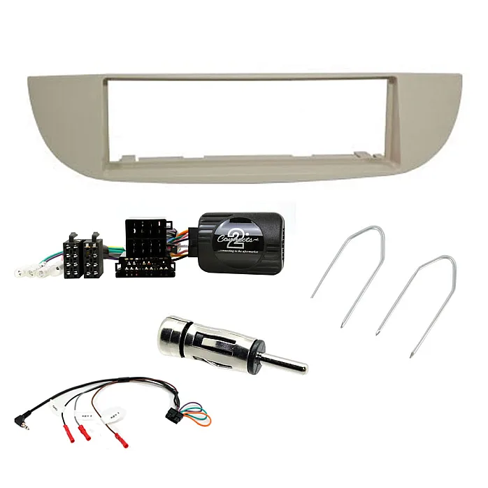 Fiat 500 Single Din (Ivory) Car CD Stereo Fitting Kit, Fascia Steering Stalk Adaptor