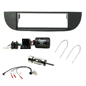 Fiat 500 Single Din (Black) Car CD Stereo Fitting Kit, Fascia Steering Stalk Adaptor
