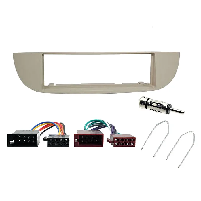 Fiat 500 2007 - 2015 Car Stereo Radio Single Din Fascia ISO & Aerial Fitting Kit Ivory