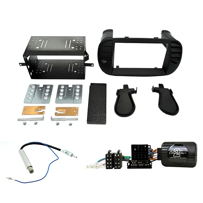 Fiat 500 2007- 2015 Double Din Car Stereo Fascia Matt Black Fitting Kit