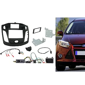 CTKFD31C Ford Focus Black Double Din Car Stereo Fascia Fitting Kit With Hazard/Door Lock Switch