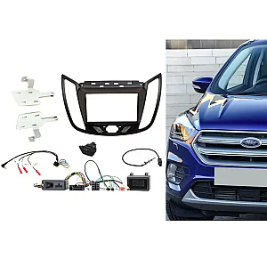 CTKFD44C Ford Kuga Black Double Din Stereo Fascia Fitting Kit With Hazard Door Lock Switch