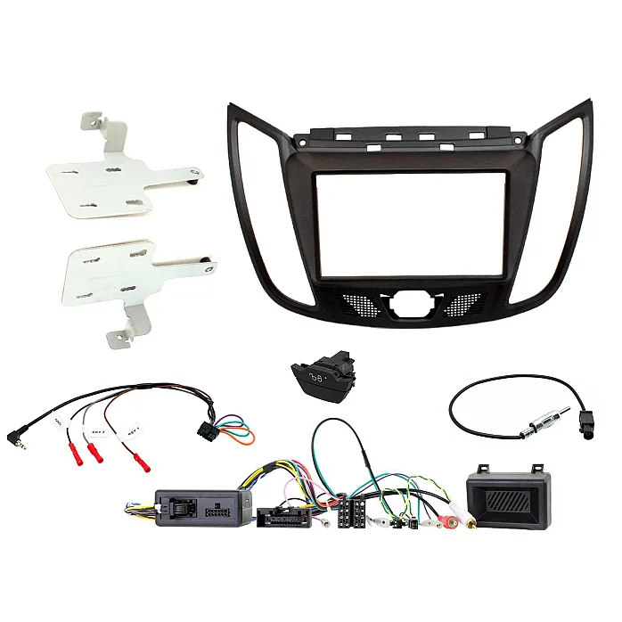 CTKFD44C Ford Kuga Black Double Din Stereo Fascia Fitting Kit With Hazard Door Lock Switch