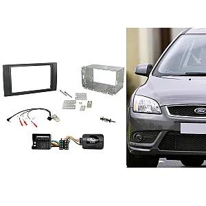 Ford C-Max, Fiesta, Focus Double Din Car Stereo Black Fascia Fitting Kit
