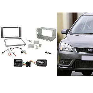 CTKFD48 Ford C-Max, Focus, Fiesta Silver Double Din Car CD Stereo Fascia Fitting Kit