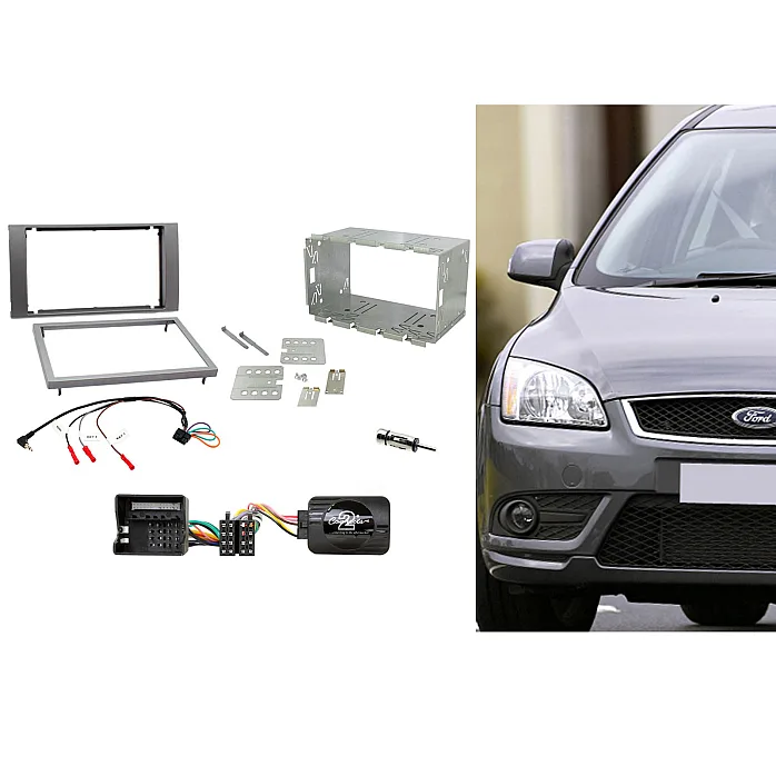 CTKFD48 Ford C-Max, Focus, Fiesta Silver Double Din Car CD Stereo Fascia Fitting Kit