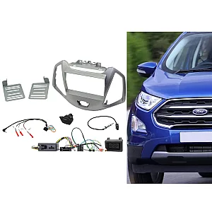 CTKFD62 Ford Ecosport 2013-2021 Silver Double Din Stereo Fascia Fitting Kit