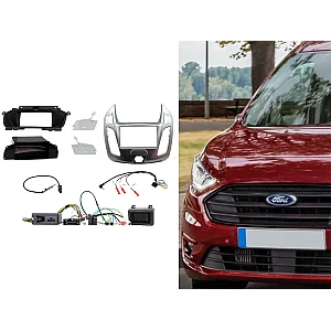 CTKFD74 Ford Transit Connect Silver Double Din Car CD Stereo Fascia Fitting Kit