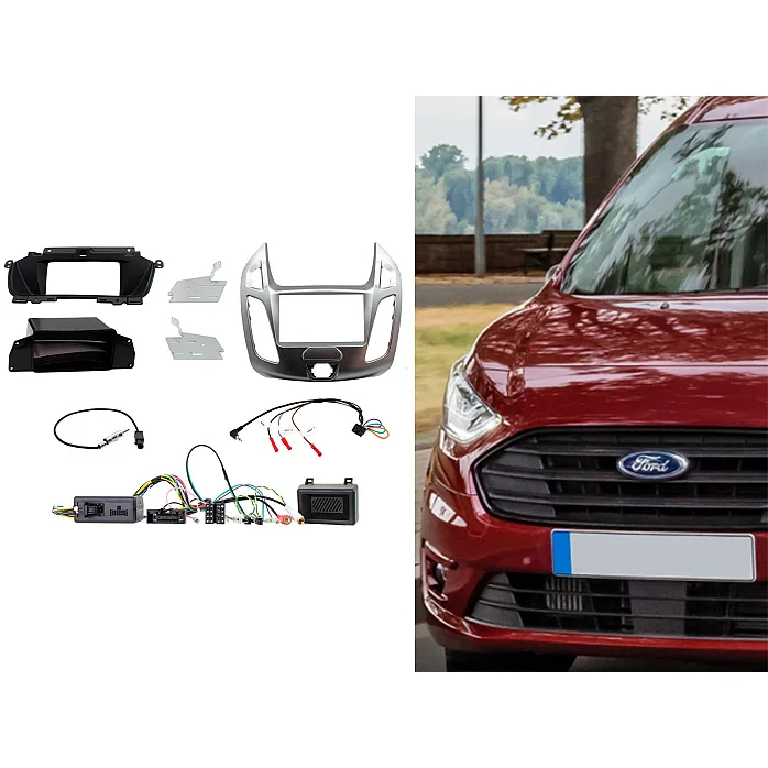 CTKFD74 Ford Transit Connect Silver Double Din Car CD Stereo Fascia Fitting Kit