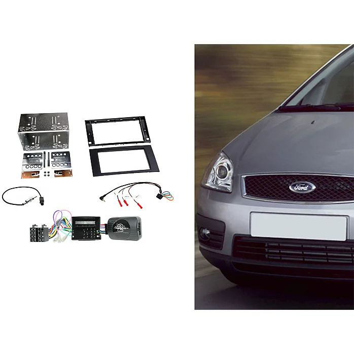 CTKFD75 Ford C-Max, Fiesta, Focus, Fusion Black Double Din Car Stereo Fascia Fitting Kit