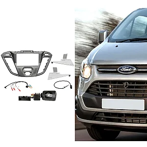 CTKFD92 Ford Transit Custom 2012-2021 Phoenix Silver Double Din Car CD Stereo Fascia Complete Installation Kit