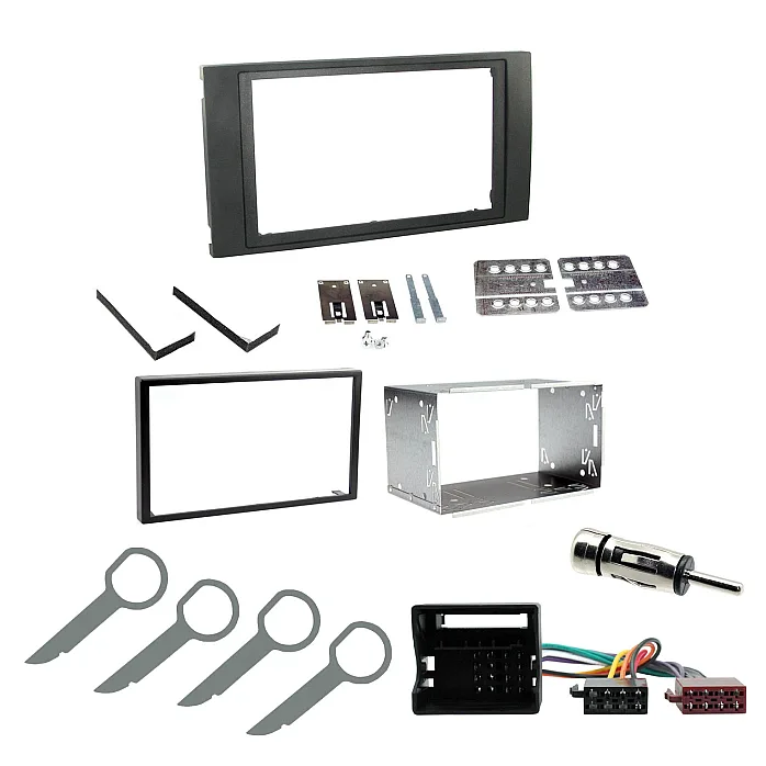 Ford Fiesta Focus C-Max Double Din Car Stereo Fitting Kit Fascia Panel, Wiring ISO, Aerial, Keys