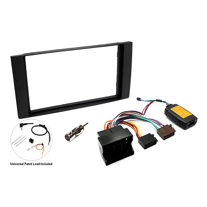 InCarTec FK-707-SWC Ford (2002 Onwards) Double Din Car Stereo Upgrade Fitting Kit (WITH SWC/ SQUARE RADIO) MATT BLACK