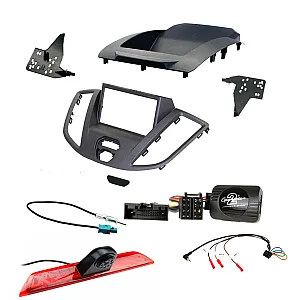 Ford Transit V363 2015 - 2021 Double Din Stereo Fascia, Stalk, Aerial Reversing Camera Fitting Kit Dark Grey