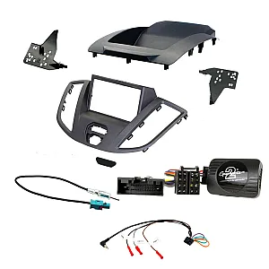 Ford Transit V363 2015 - 2021 Double Din Stereo Fascia, Stalk, Aerial Fitting Kit Dark Grey