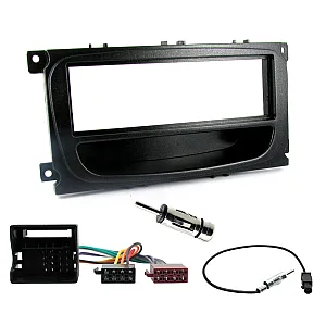 Ford C-Max, Focus, Galaxy, Mondeo, S-Max Stereo Black Single Din Fascia Wiring Fitting Kit